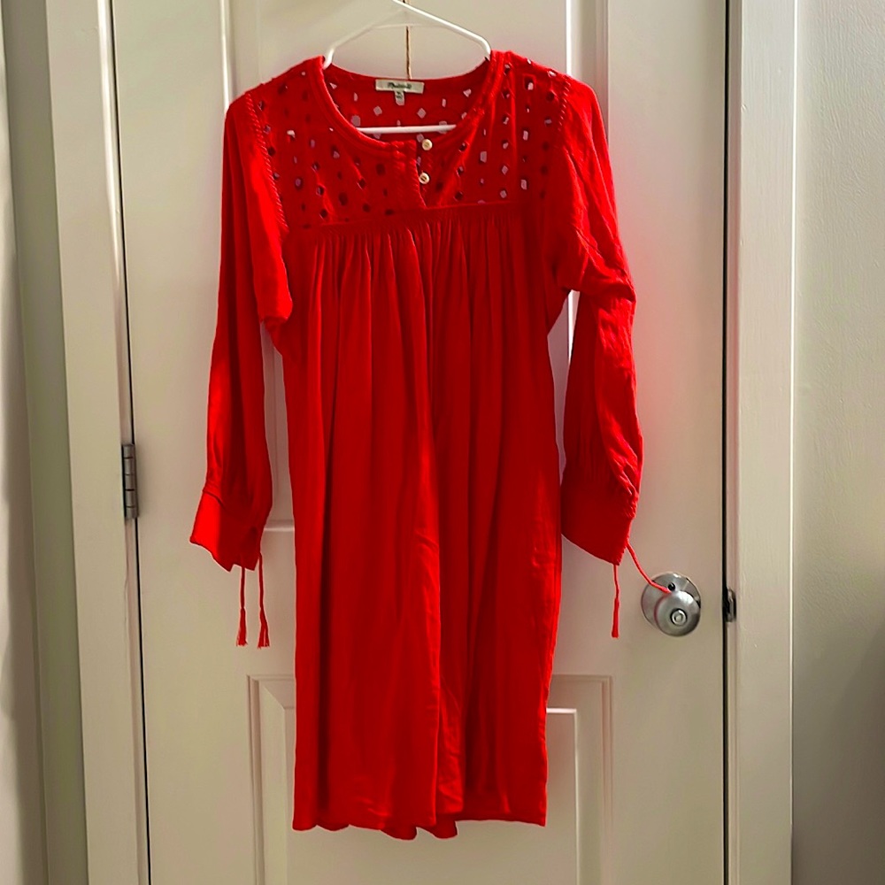 Red-orange long sleeved Madewell Dress